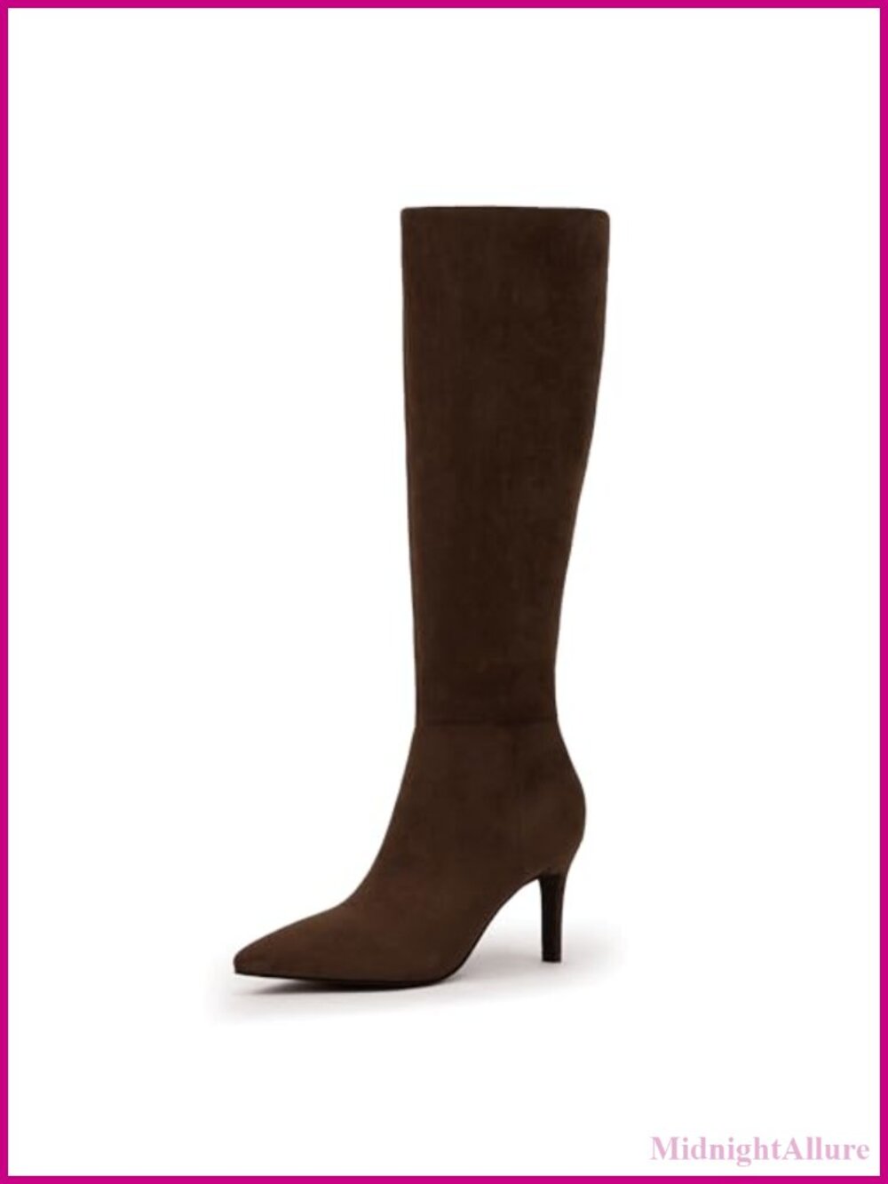 Pointed Toe Stiletto Heel Knee High Boots Faux Leather Tall Boots